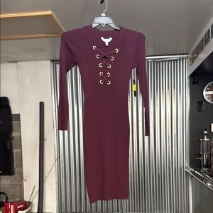 Elegant Burgundy Lace-Up Dress